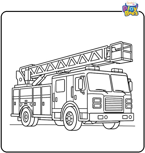 Fire-Truck-With-Ladder-Coloring-Page