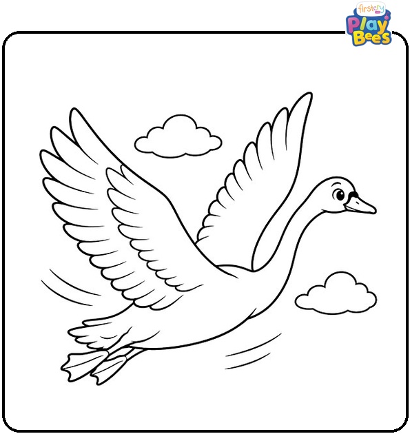 Flying-Swan-Coloring-Page Flying-Swan-Coloring-Page