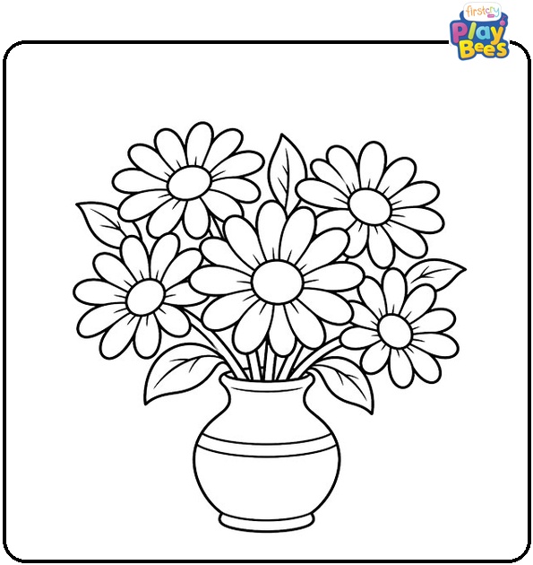 Fresh-Daisy-Bouquet-in-a-Vase-Coloring-Page Fresh-Daisy-Bouquet-in-a-Vase-Coloring-Page
