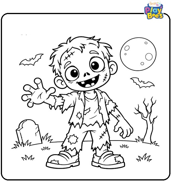 Friendly Cartoon Zombie Coloring Page Friendly Cartoon Zombie Coloring Page
