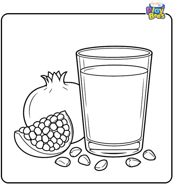 Glass of Pomegranate Juice Coloring Page Glass of Pomegranate Juice Coloring Page