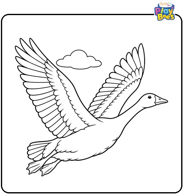 Goose-Flying-With-Its-Wings-Open-Coloring-Page Goose-Flying-With-Its-Wings-Open-Coloring-Page