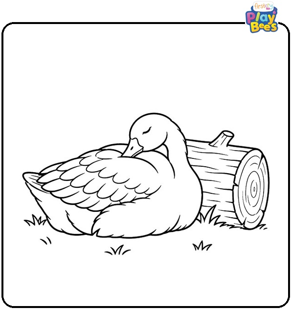 Goose-Sleeping-Beside-a-Log-Coloring-Page Goose-Sleeping-Beside-a-Log-Coloring-Page
