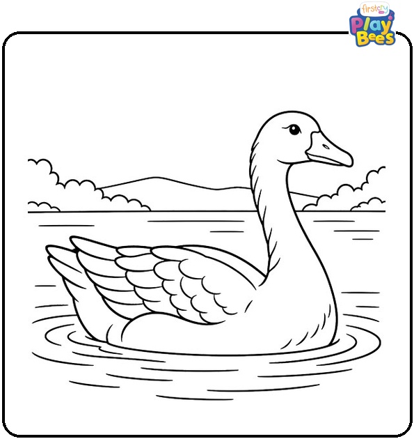 Goose-Swimming-in-a-Lake-Coloring-Page