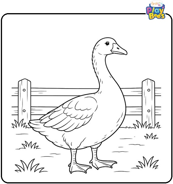 Goose-in-the-Farmyard-Coloring-Page