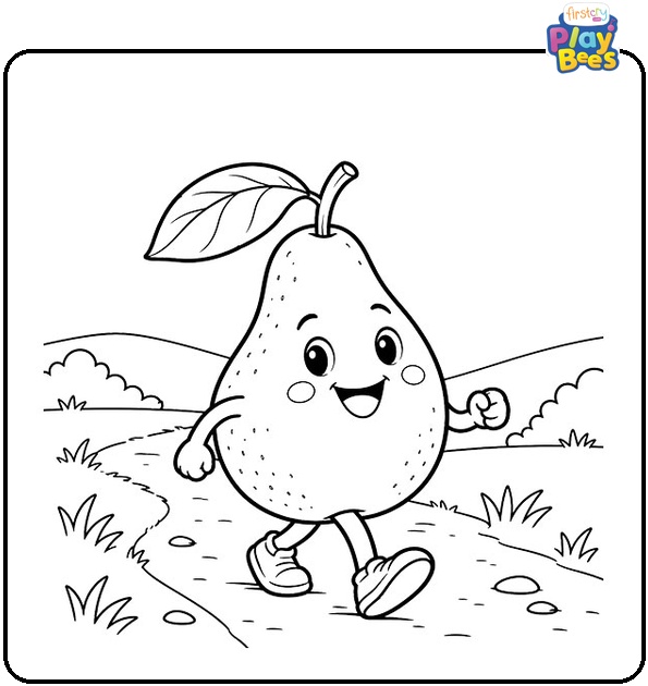 Happy Pear on a Trail Coloring Page Happy Pear on a Trail Coloring Page