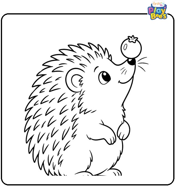 Hedgehog Balancing a Berry on Its Nose Coloring Page