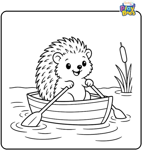 Hedgehog on the Lake Coloring Page