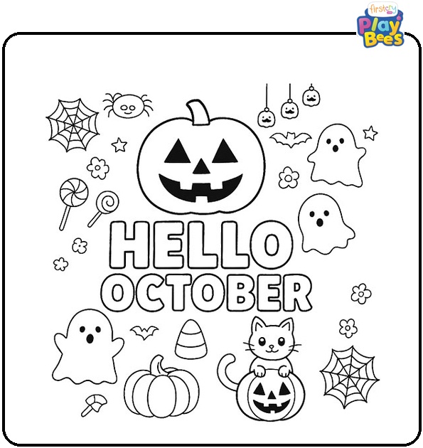 Hello October Coloring Page Hello October Coloring Page