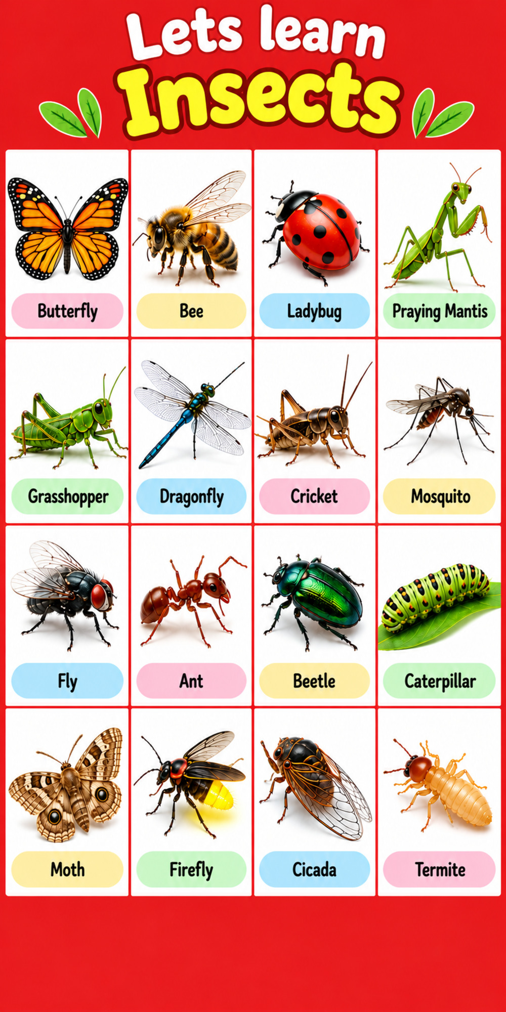 Insects Poster for Kids- 1 Insects Poster for Kids- 1