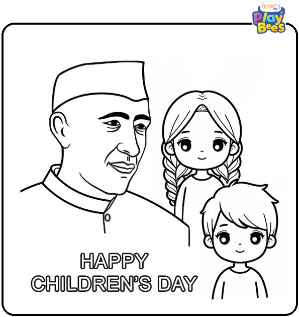 Jawaharlal-Nehru-Playing-With-Kids-Coloring-Page Jawaharlal-Nehru-Playing-With-Kids-Coloring-Page