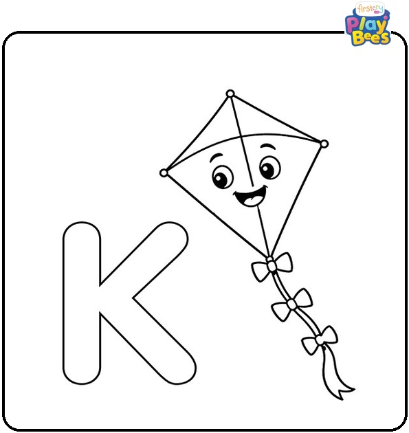 K For Kite Coloring Page