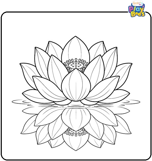 Lotus Reflected in Still Water Coloring Page Lotus Reflected in Still Water Coloring Page
