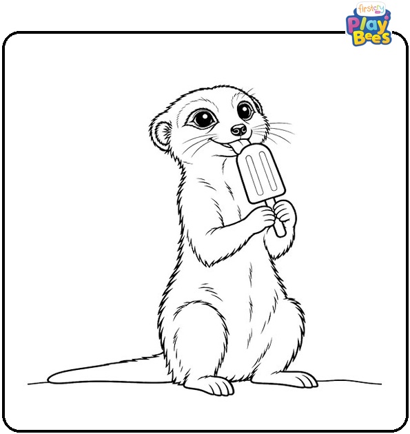 Meerkat Eating an Ice Pop Coloring Page Meerkat Eating an Ice Pop Coloring Page