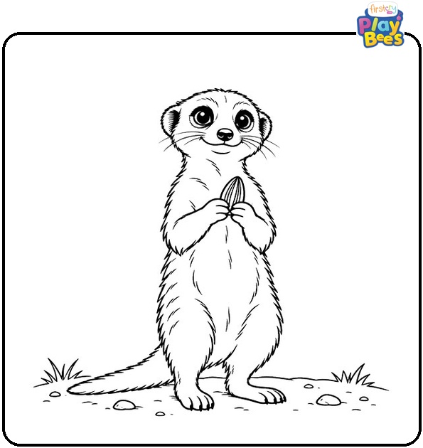 Meerkat Holding a Seed Coloring Page Meerkat Holding a Seed Coloring Page