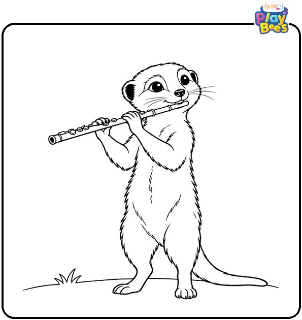 Meerkat Playing a Flute Coloring Page Meerkat Playing a Flute Coloring Page