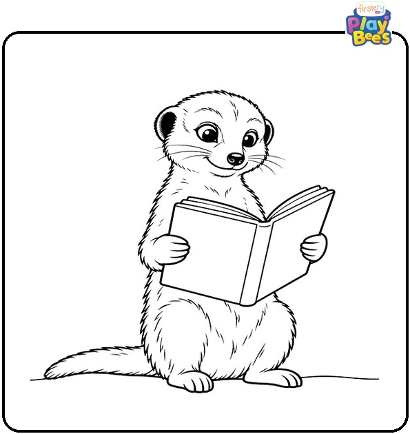 Meerkat Reading a Book Coloring Page Meerkat Reading a Book Coloring Page