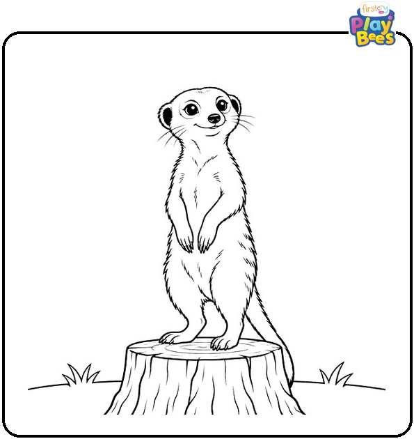 Meerkat Standing Tall on a Stump Coloring Page Meerkat Standing Tall on a Stump Coloring Page