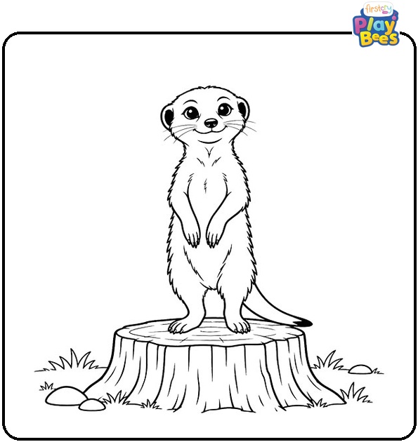 Meerkat Standing on a Stump Coloring Page Meerkat Standing on a Stump Coloring Page