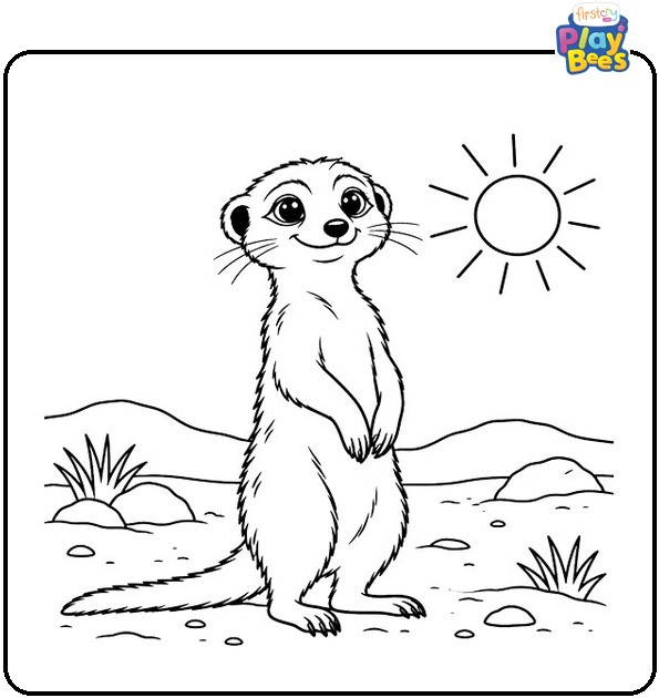 Meerkat in the Sunshine Coloring Page Meerkat in the Sunshine Coloring Page