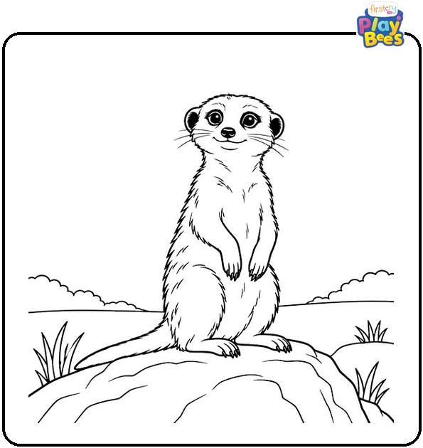 Meerkat on a Rock Coloring Page Meerkat on a Rock Coloring Page