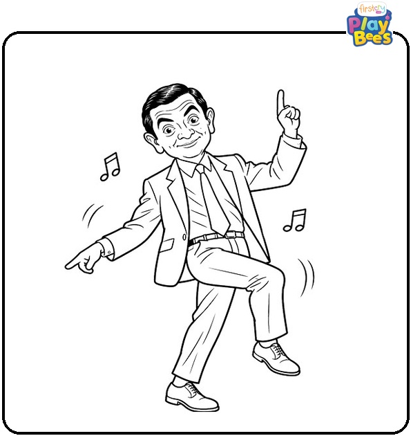 Mr.-Bean-Dancing-Coloring-Page Mr.-Bean-Dancing-Coloring-Page