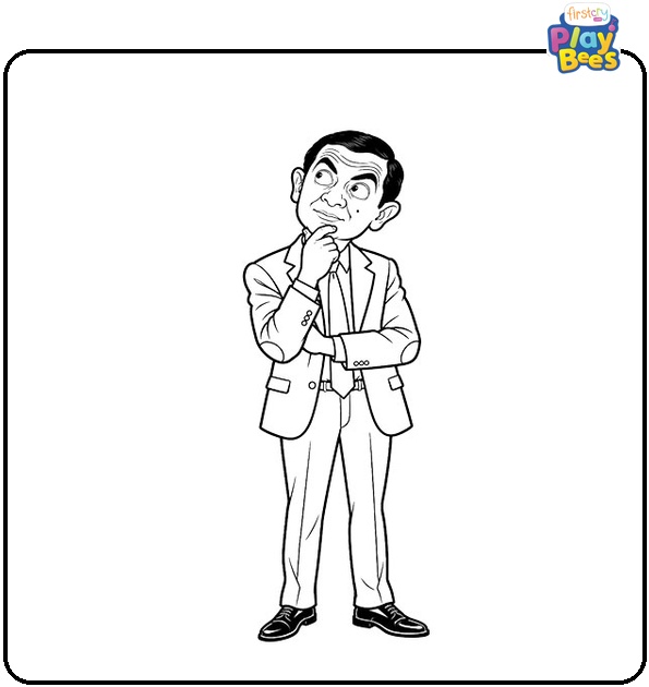 Mr.-Bean-Thinking-Coloring-Page Mr.-Bean-Thinking-Coloring-Page