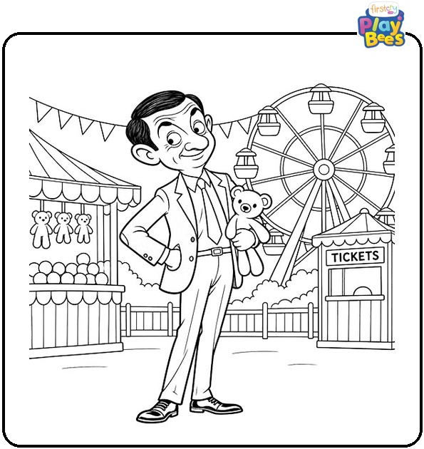 Mr.-Bean-at-a-Fair-Coloring-Page Mr.-Bean-at-a-Fair-Coloring-Page