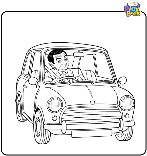 Mr.-Bean-in-a-Car-Coloring-Page Mr.-Bean-in-a-Car-Coloring-Page
