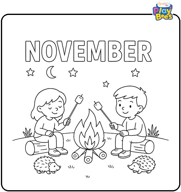 November-Campfire-Night-Coloring-Page November-Campfire-Night-Coloring-Page