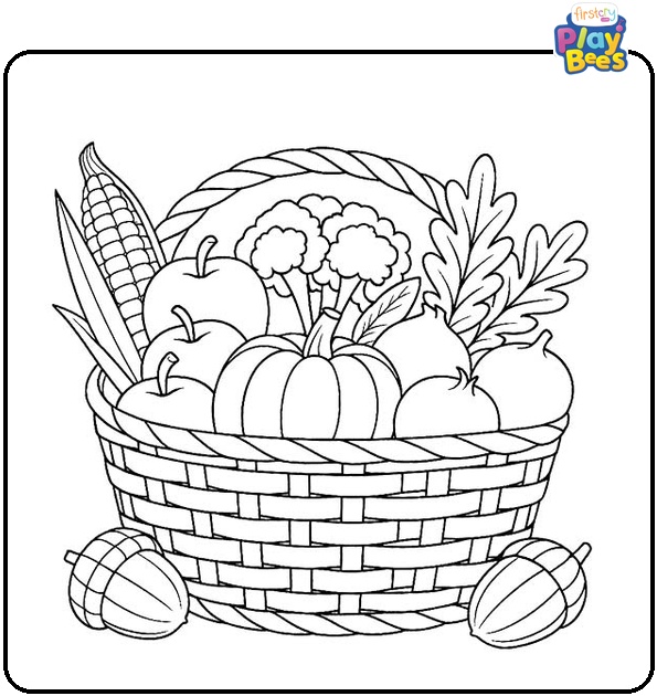 November-Harvest-Basket-Coloring-Page November-Harvest-Basket-Coloring-Page