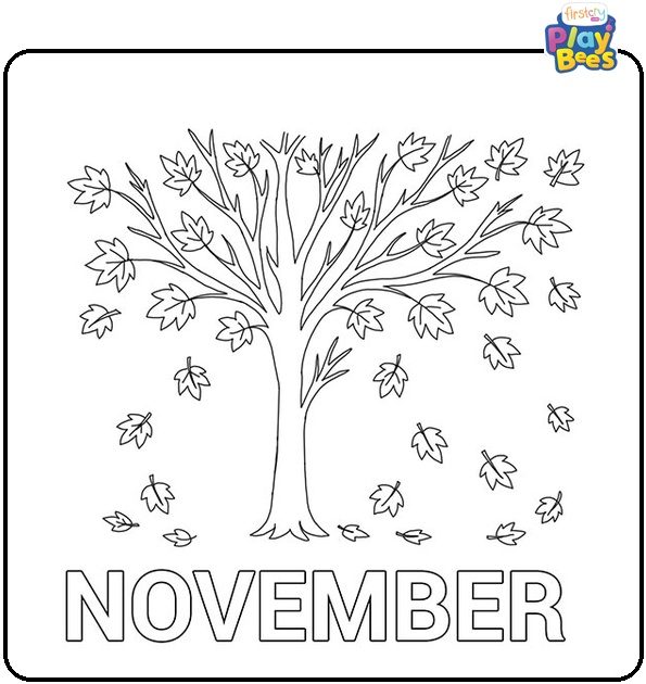 November-with-Falling-Leaves-Coloring-Page November-with-Falling-Leaves-Coloring-Page