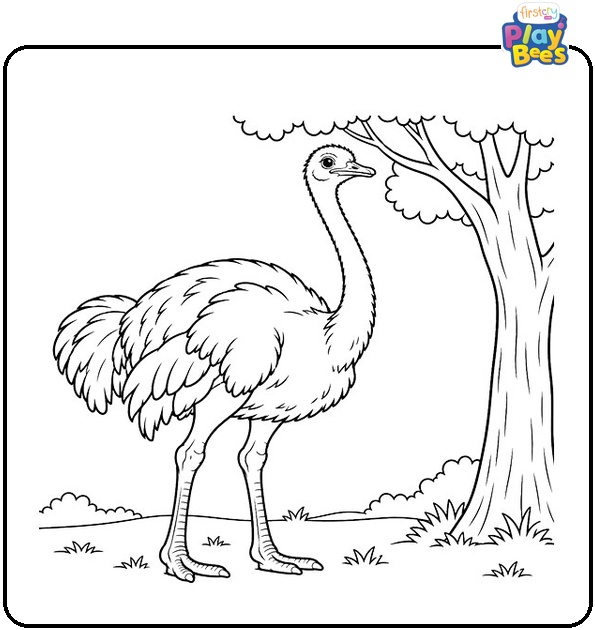 Ostrich-Near-a-Tree-Coloring-Page Ostrich-Near-a-Tree-Coloring-Page