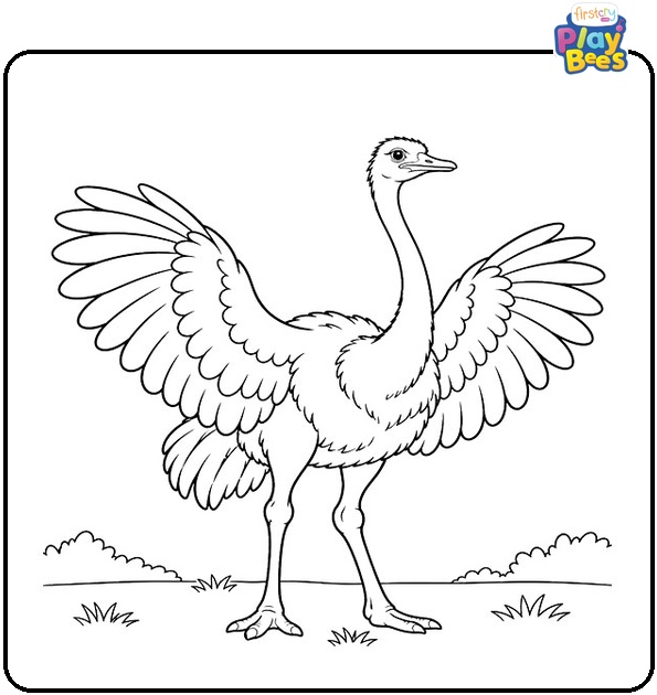 Ostrich-With-Open-Wings-Coloring-Page Ostrich-With-Open-Wings-Coloring-Page