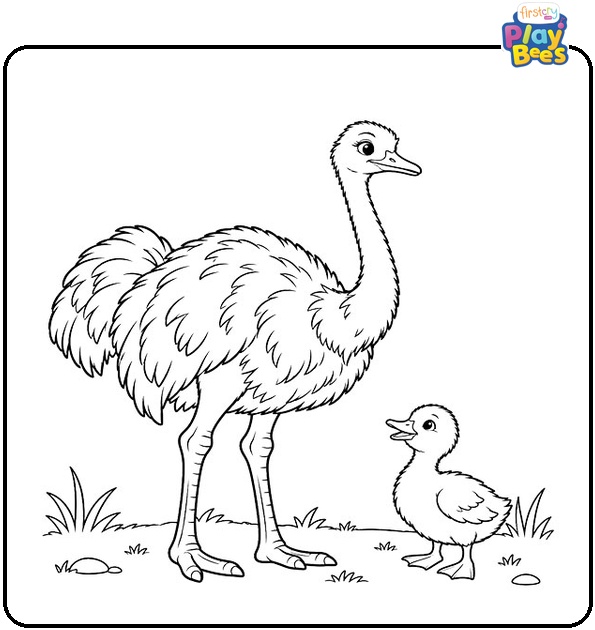 Ostrich-and-Duckling-Coloring-Page