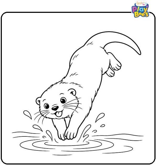 Otter-Diving-into-the-Water-Coloring-Page Otter-Diving-into-the-Water-Coloring-Page