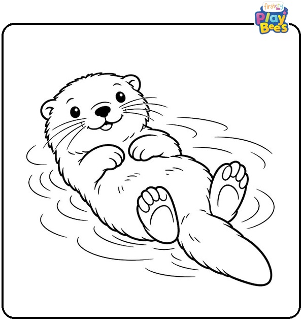 Otter-Floating-on-Its-Back-Coloring-Page Otter-Floating-on-Its-Back-Coloring-Page