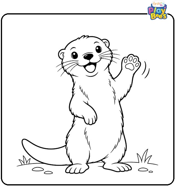 Otter-Waving-Hello-Coloring-Page Otter-Waving-Hello-Coloring-Page