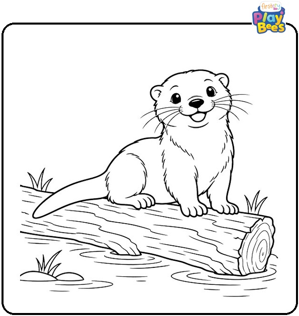 Otter-on-a-Log-Coloring-Page Otter-on-a-Log-Coloring-Page