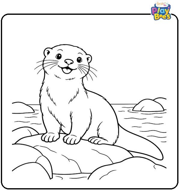 Otter-on-a-Rocky-Shore-Coloring-Page Otter-on-a-Rocky-Shore-Coloring-Page