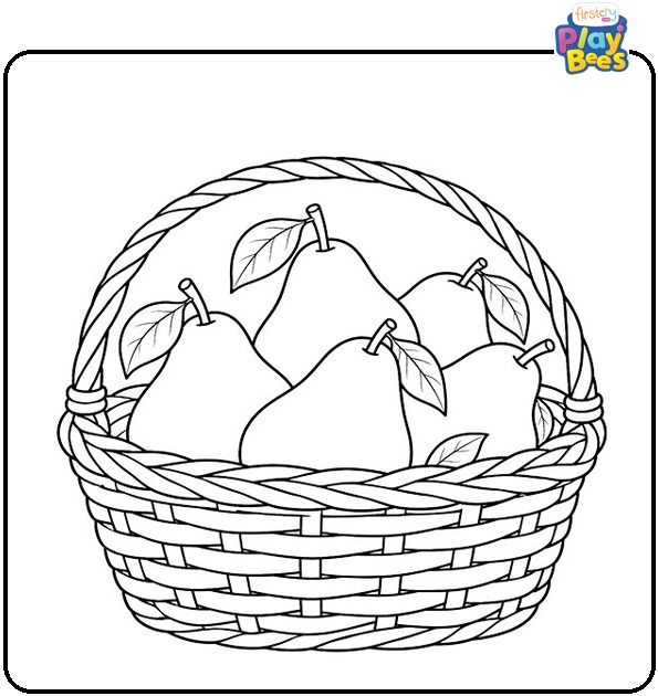 Basket of Pears Coloring Page