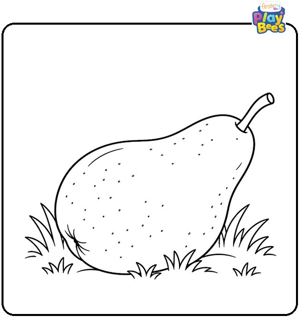 Pear Lying on Grass Coloring Page Pear Lying on Grass Coloring Page