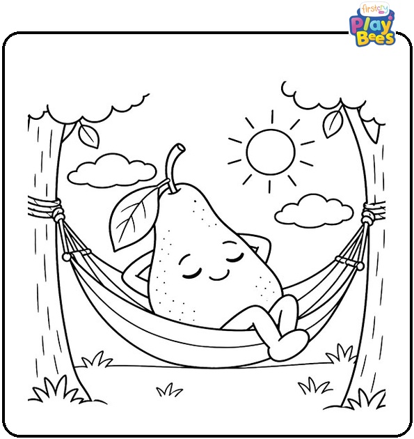 Pear in a Hammock Coloring Page Pear in a Hammock Coloring Page