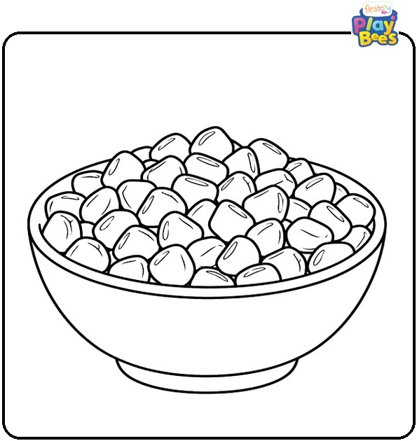 Pomegranate Seeds in a Bowl Coloring Page Pomegranate Seeds in a Bowl Coloring Page