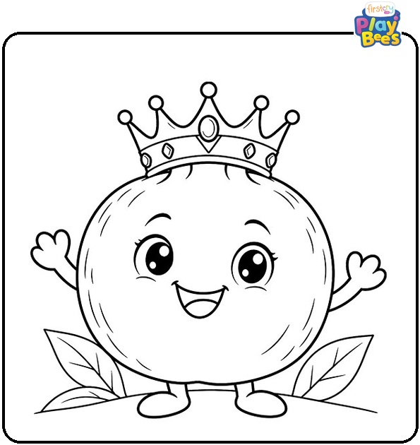 Pomegranate Wearing a Crown Coloring Page Pomegranate Wearing a Crown Coloring Page