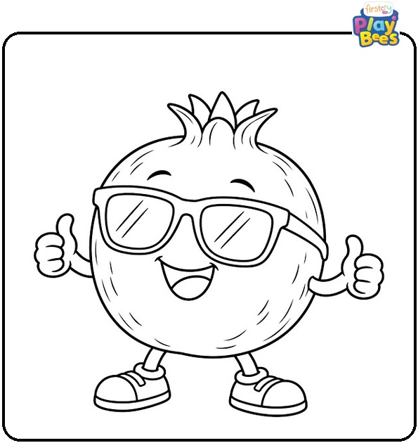 Pomegranate in Sunglasses Coloring Page Pomegranate in Sunglasses Coloring Page