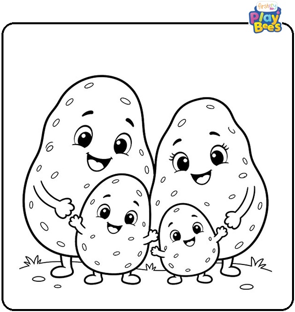 Potato Family Coloring Page Potato Family Coloring Page