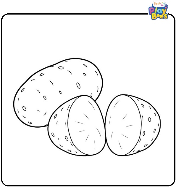 Potato Sliced in Half Coloring Page Potato Sliced in Half Coloring Page