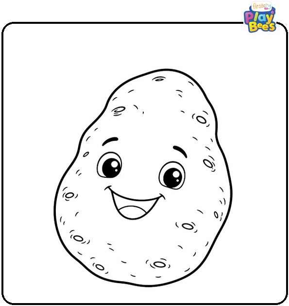 Potato with a Smiling Face Coloring Page Potato with a Smiling Face Coloring Page