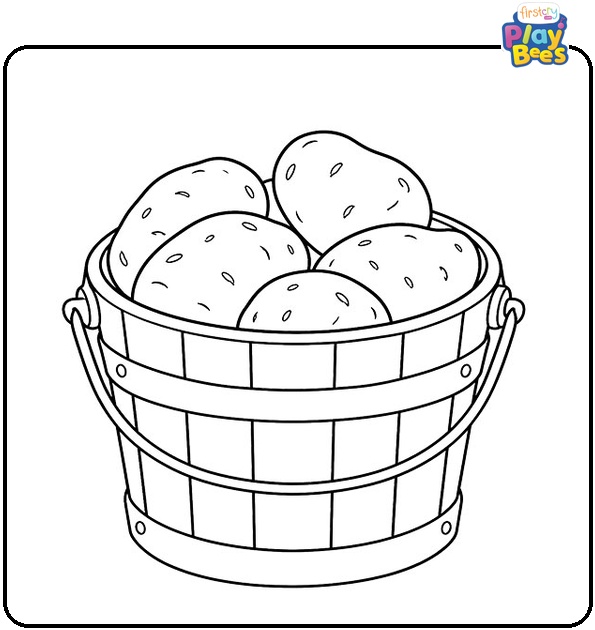 Potatoes in a Bucket Coloring Page Potatoes in a Bucket Coloring Page